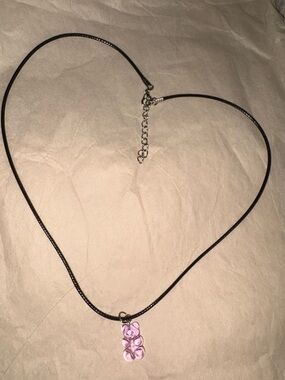 Purple Gummy Bear Pendant Necklace